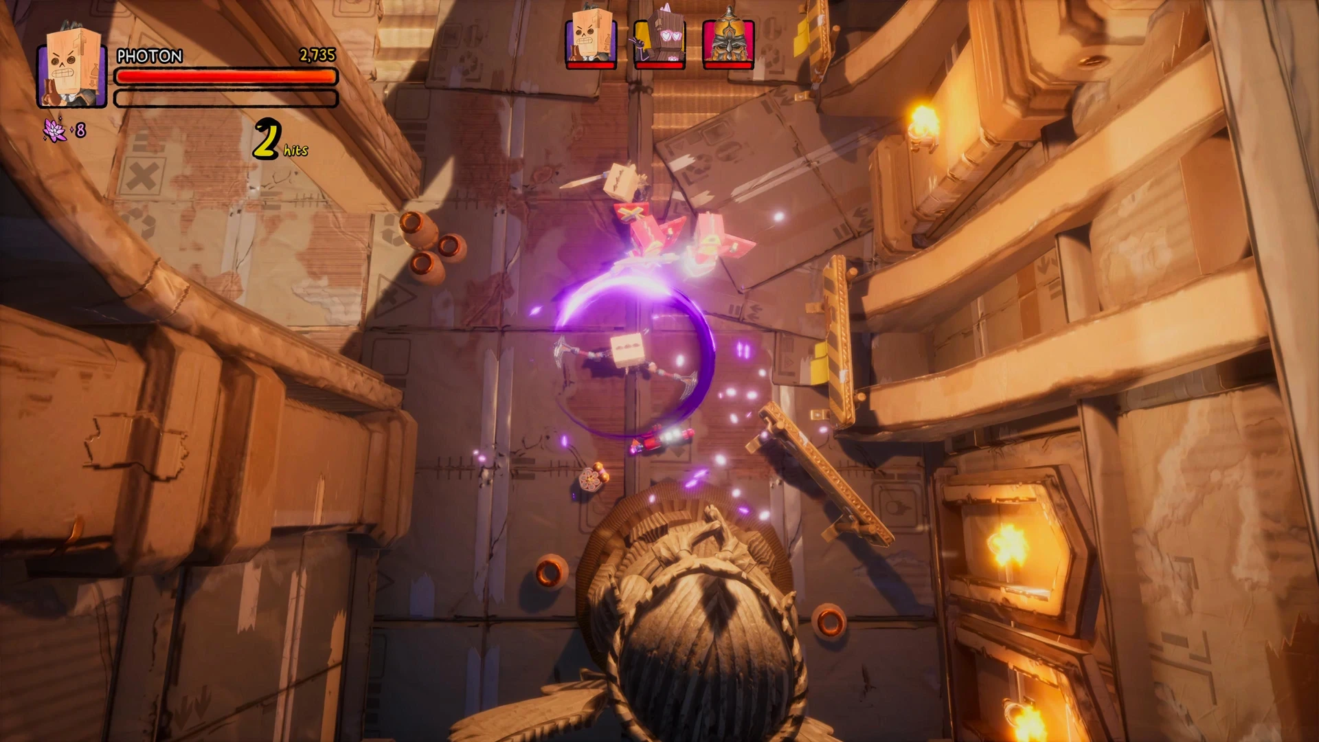 Combat dans le beat them all Big Helmet Heroes