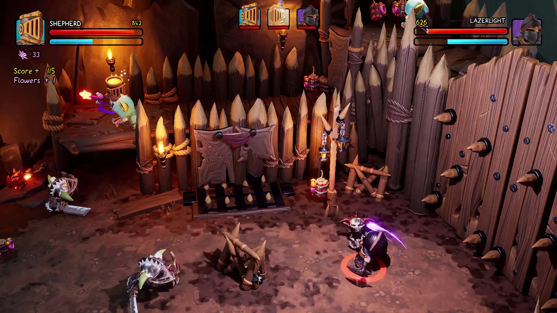 In the beat 'em up Big Helmet Heroes, knights fight in an arena.